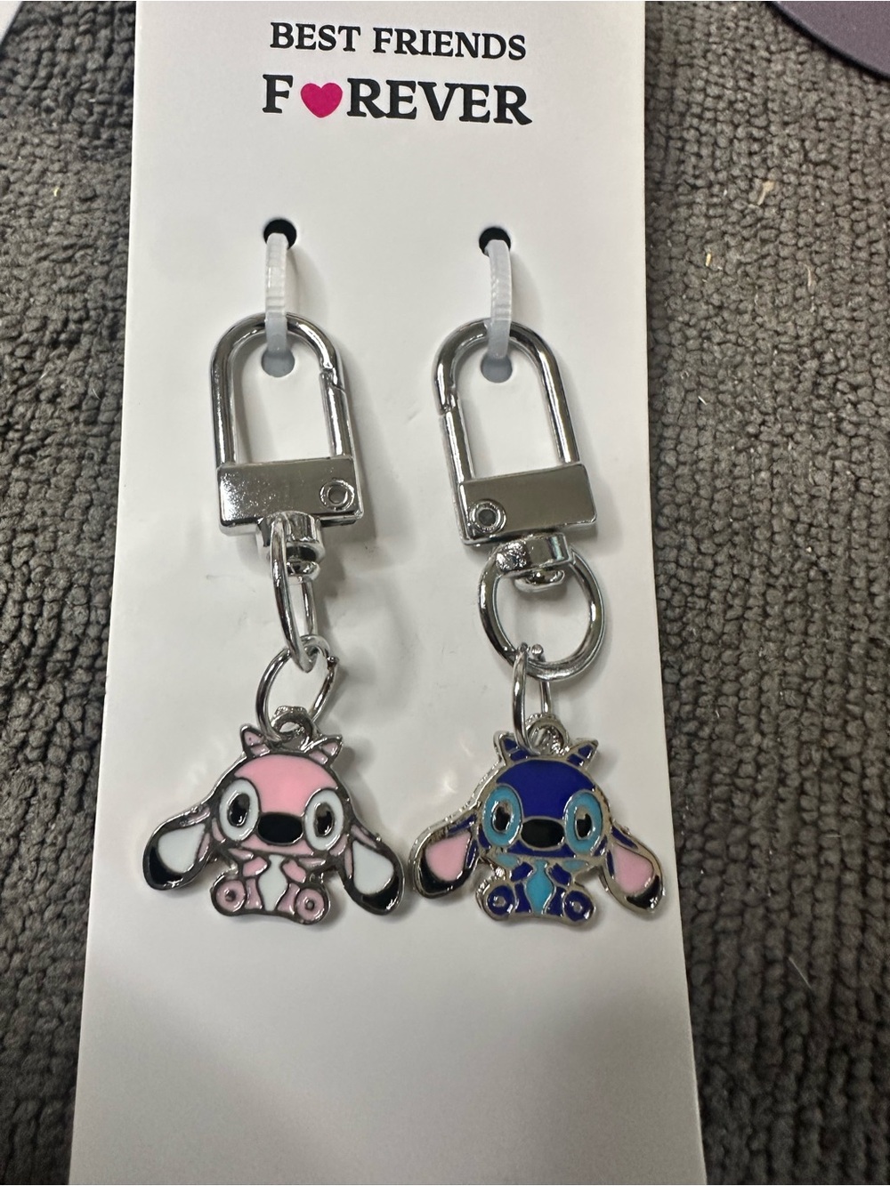 Best Friends Forever Pink & Blue Character Keychain Pair